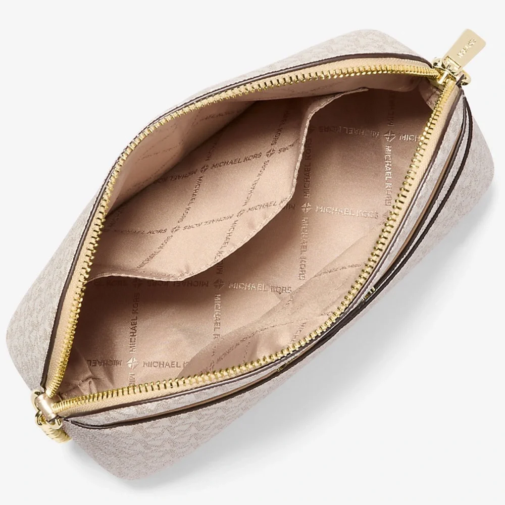 Michael Kors Jet Set Travel Medium Metallic Signature Logo Dome Crossbody NWT - Picture 2 of 16